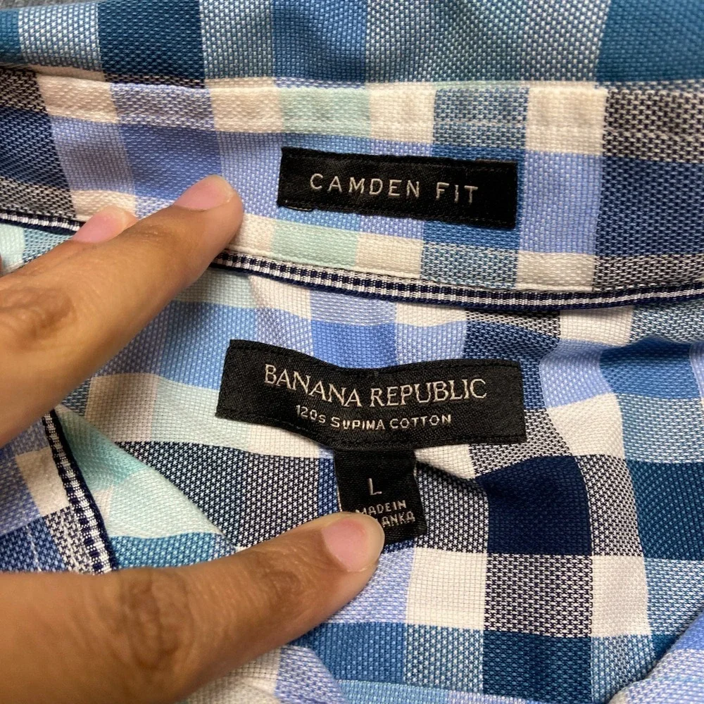 Banana Republic Shirt Mens Large Multi Plaid Long Sleeve Button Up Camden Fit